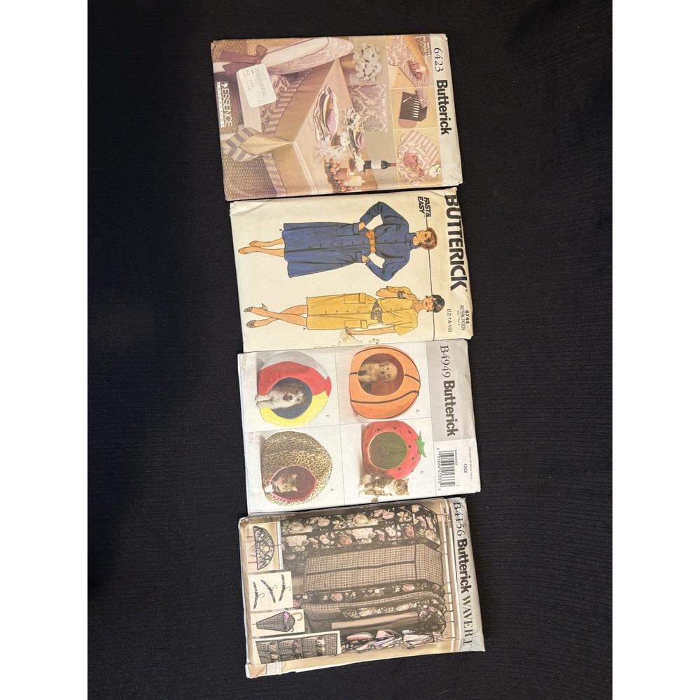 Vintage Butterick Sewing Patterns Lot of 4 Uncut 6423 6744 B4949 B4156 Dress Pet